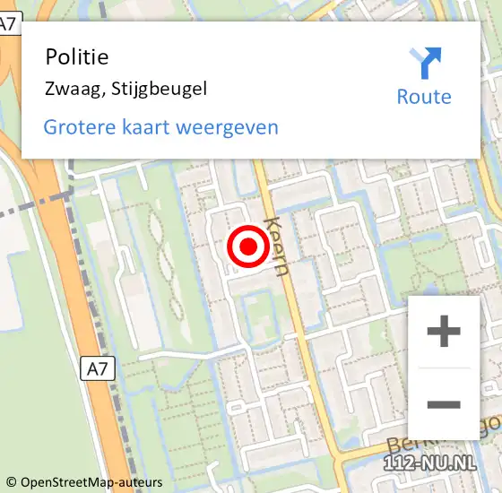 Locatie op kaart van de 112 melding: Politie Zwaag, Stijgbeugel op 30 december 2016 16:20