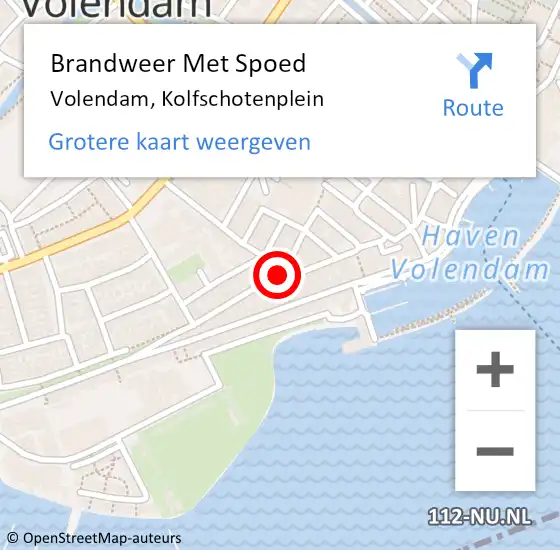 Locatie op kaart van de 112 melding: Brandweer Met Spoed Naar Volendam, Kolfschotenplein op 30 december 2016 16:44