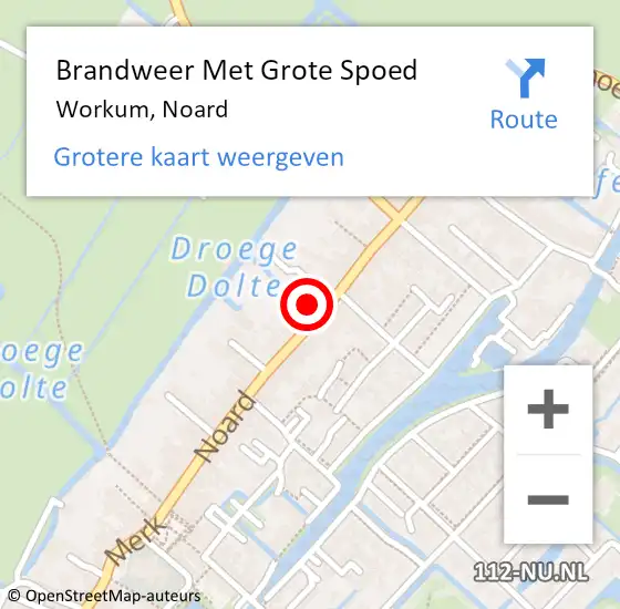 Locatie op kaart van de 112 melding: Brandweer Met Grote Spoed Naar Workum, Noard op 30 december 2016 17:10