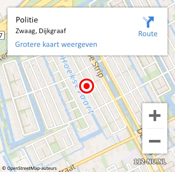 Locatie op kaart van de 112 melding: Politie Zwaag, Dijkgraaf op 30 december 2016 17:21