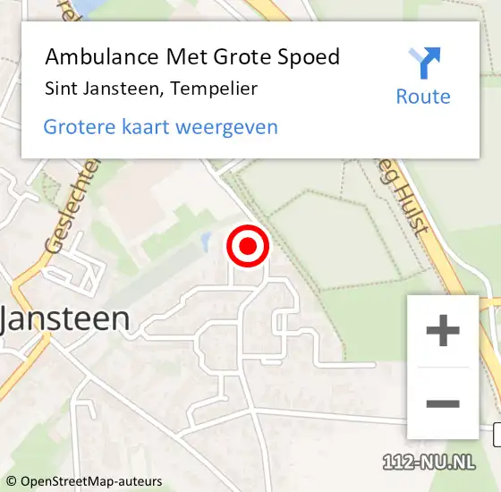 Locatie op kaart van de 112 melding: Ambulance Met Grote Spoed Naar Sint Jansteen, Tempelier op 30 december 2016 17:36