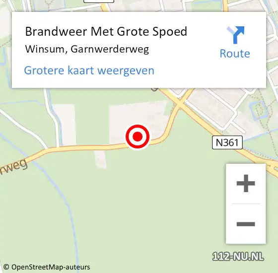 Locatie op kaart van de 112 melding: Brandweer Met Grote Spoed Naar Winsum, Garnwerderweg op 30 december 2016 17:39