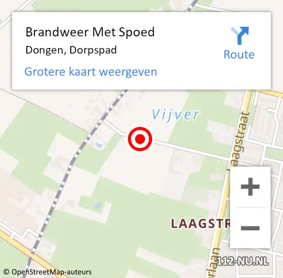 Locatie op kaart van de 112 melding: Brandweer Met Spoed Naar Dongen, Dorpspad op 30 december 2016 17:54