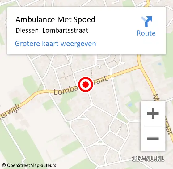 Locatie op kaart van de 112 melding: Ambulance Met Spoed Naar Diessen, Lombartsstraat op 30 december 2016 18:26