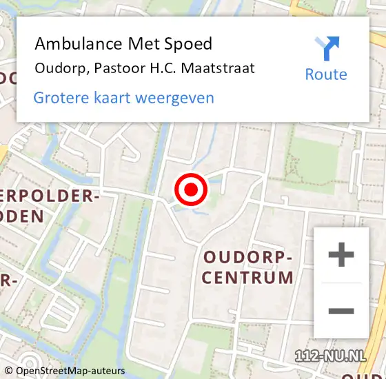 Locatie op kaart van de 112 melding: Ambulance Met Spoed Naar Oudorp, Pastoor H.C. Maatstraat op 30 december 2016 18:33