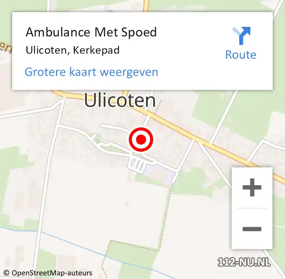 Locatie op kaart van de 112 melding: Ambulance Met Spoed Naar Ulicoten, Kerkepad op 30 december 2016 18:39