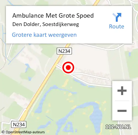 Locatie op kaart van de 112 melding: Ambulance Met Grote Spoed Naar Den Dolder, Soestdijkerweg op 18 september 2013 13:41