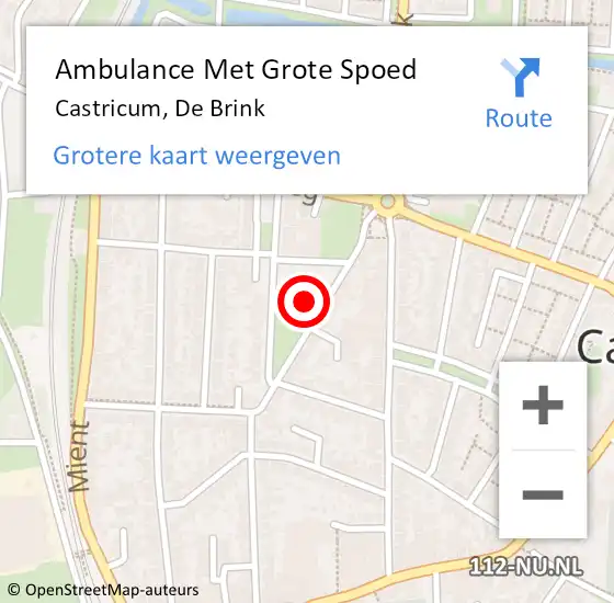 Locatie op kaart van de 112 melding: Ambulance Met Grote Spoed Naar Castricum, De Brink op 30 december 2016 19:04