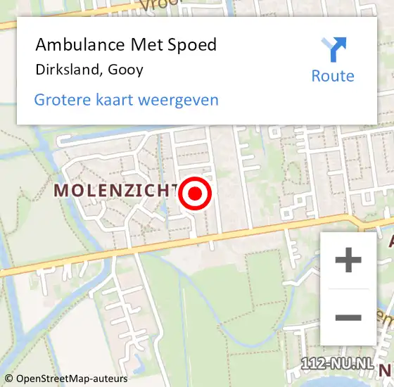 Locatie op kaart van de 112 melding: Ambulance Met Spoed Naar Dirksland, Gooy op 30 december 2016 19:50