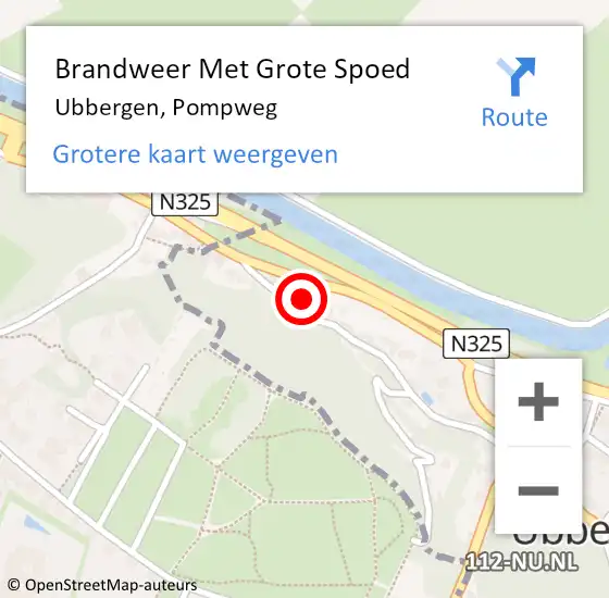 Locatie op kaart van de 112 melding: Brandweer Met Grote Spoed Naar Ubbergen, Pompweg op 30 december 2016 20:11