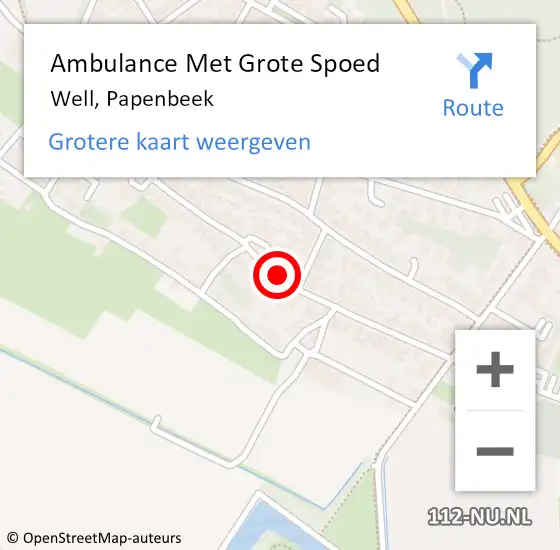 Locatie op kaart van de 112 melding: Ambulance Met Grote Spoed Naar Well, Papenbeek op 30 december 2016 20:29