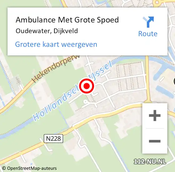 Locatie op kaart van de 112 melding: Ambulance Met Grote Spoed Naar Oudewater, Dijkveld op 30 december 2016 21:00