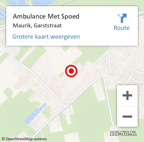 Locatie op kaart van de 112 melding: Ambulance Met Spoed Naar Maurik, Garststraat op 30 december 2016 21:10