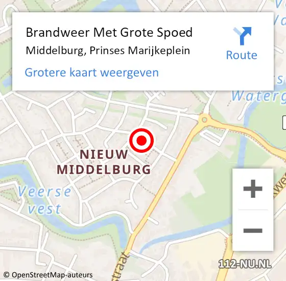 Locatie op kaart van de 112 melding: Brandweer Met Grote Spoed Naar Middelburg, Prinses Marijkeplein op 30 december 2016 21:14