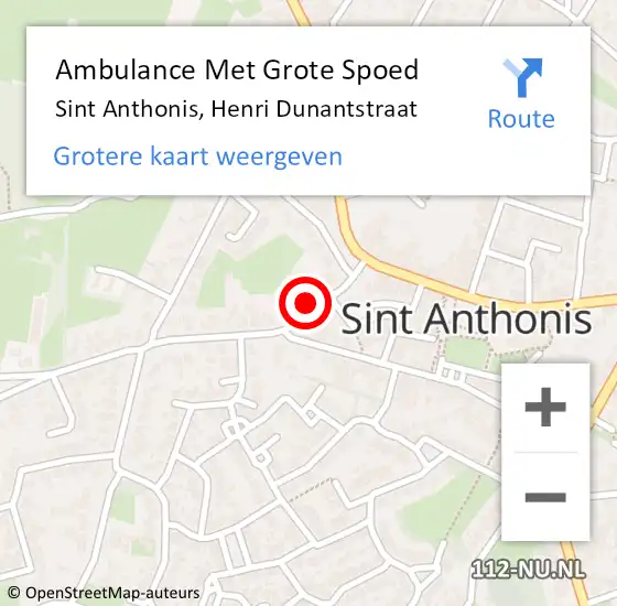 Locatie op kaart van de 112 melding: Ambulance Met Grote Spoed Naar Sint Anthonis, Henri Dunantstraat op 30 december 2016 21:24