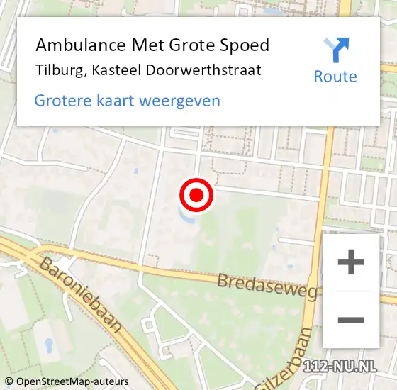 Locatie op kaart van de 112 melding: Ambulance Met Grote Spoed Naar Tilburg, Kasteel Doorwerthstraat op 30 december 2016 21:40