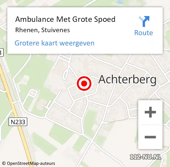 Locatie op kaart van de 112 melding: Ambulance Met Grote Spoed Naar Rhenen, Stuivenes op 30 december 2016 21:45