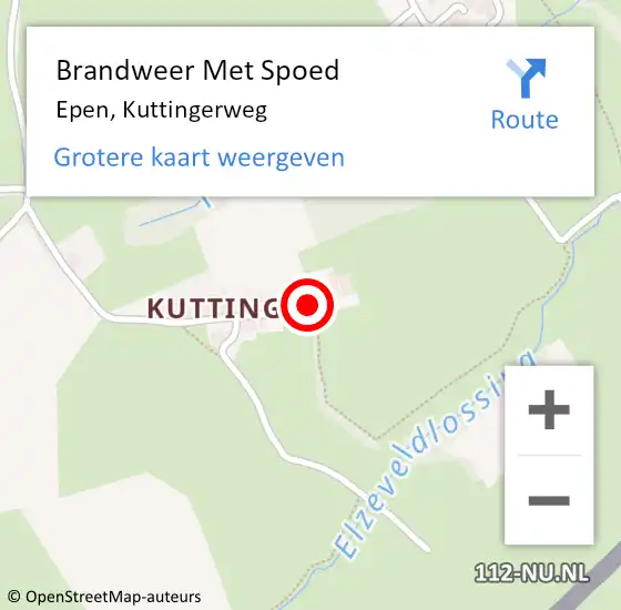 Locatie op kaart van de 112 melding: Brandweer Met Spoed Naar Epen, Kuttingerweg op 30 december 2016 21:50
