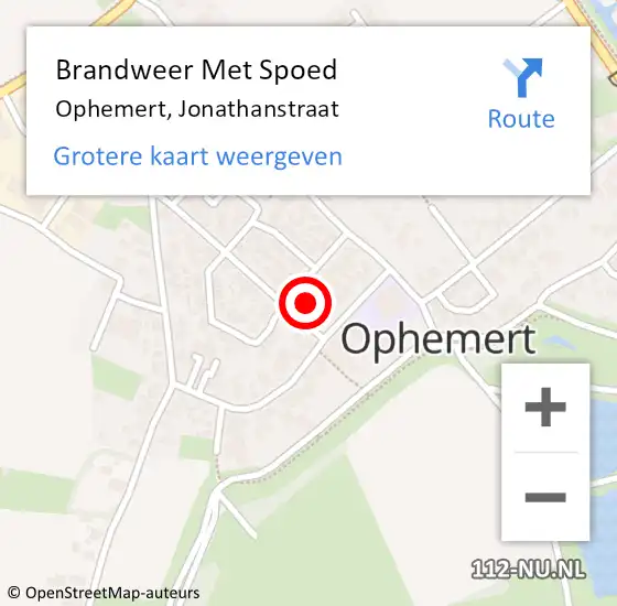 Locatie op kaart van de 112 melding: Brandweer Met Spoed Naar Ophemert, Jonathanstraat op 30 december 2016 22:01