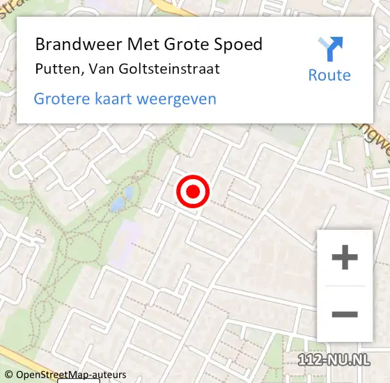 Locatie op kaart van de 112 melding: Brandweer Met Grote Spoed Naar Putten, Van Goltsteinstraat op 30 december 2016 22:06