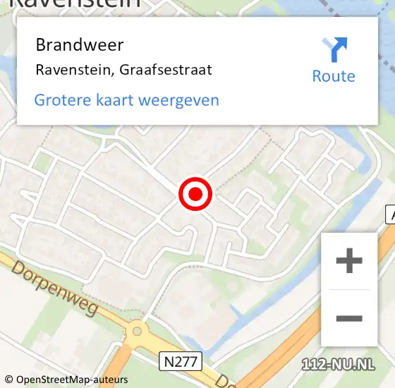 Locatie op kaart van de 112 melding: Brandweer Ravenstein, Graafsestraat op 30 december 2016 22:14