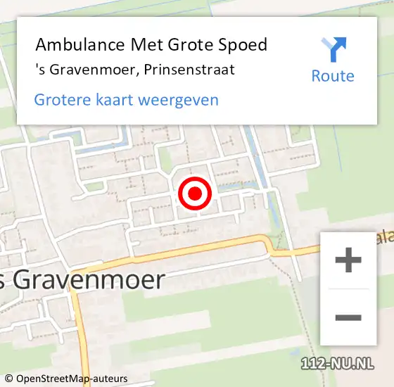 Locatie op kaart van de 112 melding: Ambulance Met Grote Spoed Naar 's Gravenmoer, Prinsenstraat op 30 december 2016 22:21