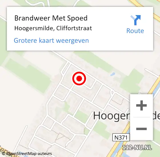 Locatie op kaart van de 112 melding: Brandweer Met Spoed Naar Hoogersmilde, Cliffortstraat op 30 december 2016 22:23