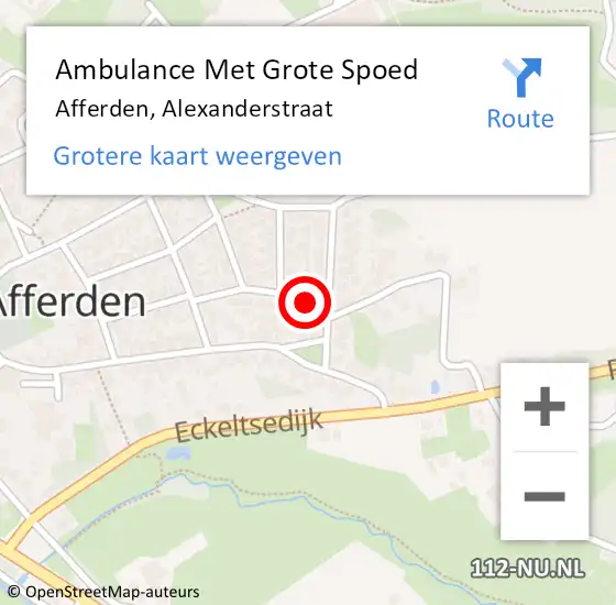 Locatie op kaart van de 112 melding: Ambulance Met Grote Spoed Naar Afferden, Alexanderstraat op 30 december 2016 22:48