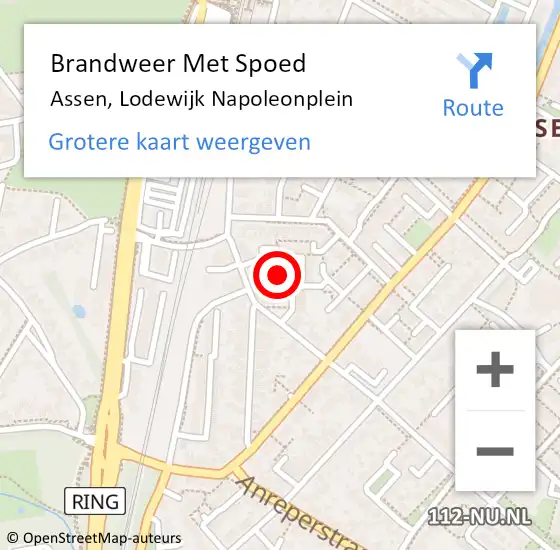 Locatie op kaart van de 112 melding: Brandweer Met Spoed Naar Assen, Lodewijk Napoleonplein op 31 december 2016 00:09