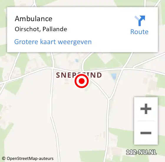 Locatie op kaart van de 112 melding: Ambulance Oirschot, Pallande op 31 december 2016 00:43