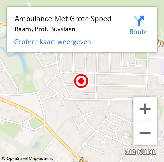 Locatie op kaart van de 112 melding: Ambulance Met Grote Spoed Naar Baarn, Prof. Buyslaan op 31 december 2016 01:24