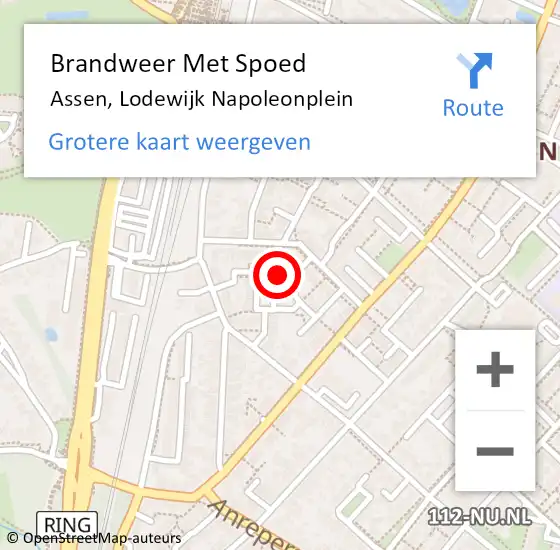 Locatie op kaart van de 112 melding: Brandweer Met Spoed Naar Assen, Lodewijk Napoleonplein op 31 december 2016 01:59