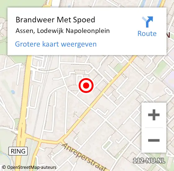 Locatie op kaart van de 112 melding: Brandweer Met Spoed Naar Assen, Lodewijk Napoleonplein op 31 december 2016 02:04