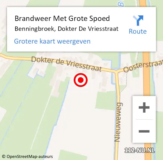 Locatie op kaart van de 112 melding: Brandweer Met Grote Spoed Naar Benningbroek, Dokter De Vriesstraat op 31 december 2016 02:54