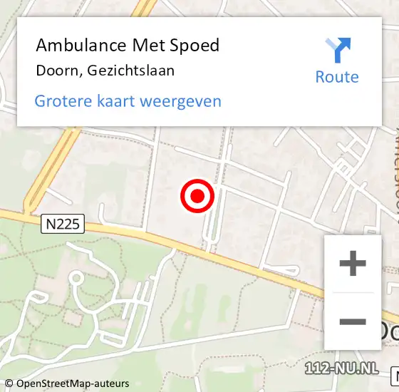 Locatie op kaart van de 112 melding: Ambulance Met Spoed Naar Doorn, Gezichtslaan op 31 december 2016 02:58