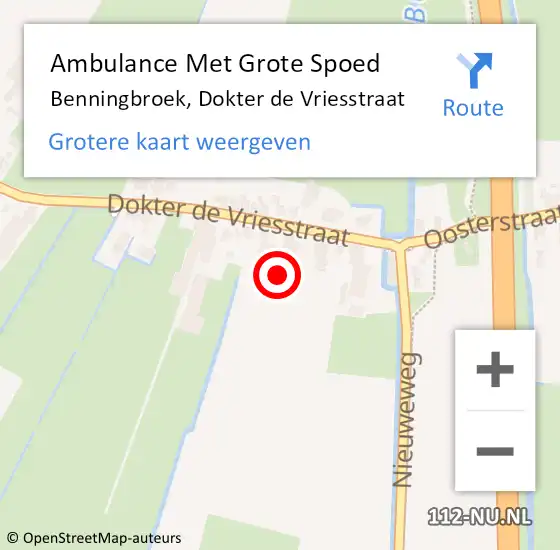 Locatie op kaart van de 112 melding: Ambulance Met Grote Spoed Naar Benningbroek, Dokter de Vriesstraat op 31 december 2016 03:07