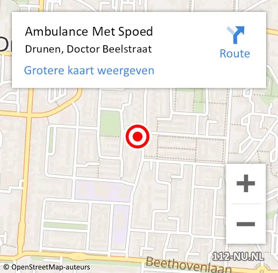 Locatie op kaart van de 112 melding: Ambulance Met Spoed Naar Drunen, Doctor Beelstraat op 31 december 2016 03:11