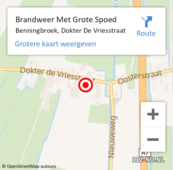 Locatie op kaart van de 112 melding: Brandweer Met Grote Spoed Naar Benningbroek, Dokter De Vriesstraat op 31 december 2016 03:19