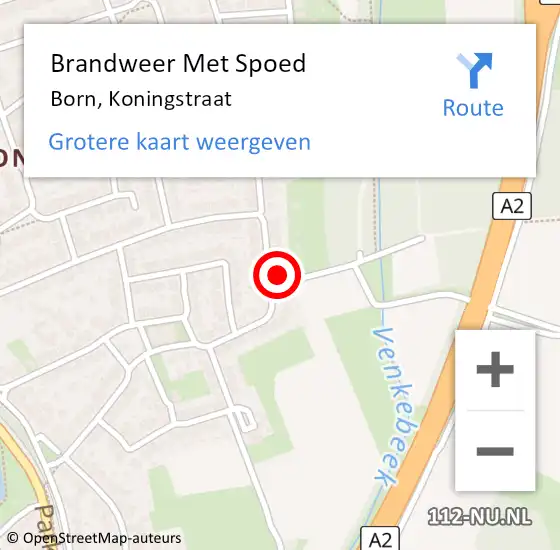 Locatie op kaart van de 112 melding: Brandweer Met Spoed Naar Born, Koningstraat op 31 december 2016 03:21