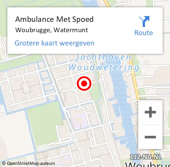 Locatie op kaart van de 112 melding: Ambulance Met Spoed Naar Woubrugge, Watermunt op 31 december 2016 03:30