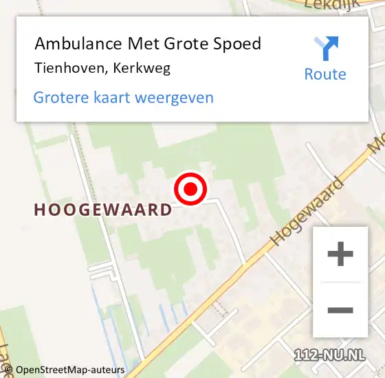 Locatie op kaart van de 112 melding: Ambulance Met Grote Spoed Naar Tienhoven, Kerkweg op 6 januari 2014 11:53