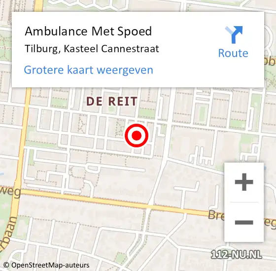 Locatie op kaart van de 112 melding: Ambulance Met Spoed Naar Tilburg, Kasteel Cannestraat op 31 december 2016 04:29