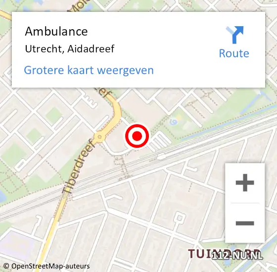 Locatie op kaart van de 112 melding: Ambulance Utrecht, Aidadreef op 31 december 2016 04:46