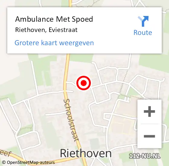 Locatie op kaart van de 112 melding: Ambulance Met Spoed Naar Riethoven, Eviestraat op 31 december 2016 05:20