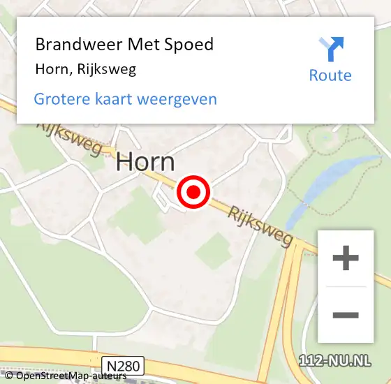 Locatie op kaart van de 112 melding: Brandweer Met Spoed Naar Horn, Rijksweg op 31 december 2016 05:52