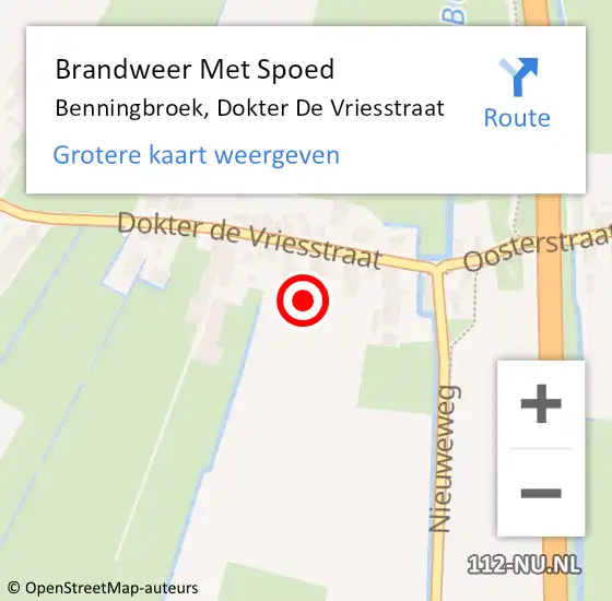 Locatie op kaart van de 112 melding: Brandweer Met Spoed Naar Benningbroek, Dokter De Vriesstraat op 31 december 2016 06:12