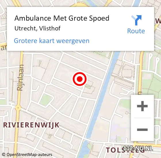 Locatie op kaart van de 112 melding: Ambulance Met Grote Spoed Naar Utrecht, Vlisthof op 31 december 2016 06:43