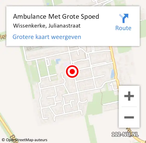 Locatie op kaart van de 112 melding: Ambulance Met Grote Spoed Naar Wissenkerke, Julianastraat op 31 december 2016 07:05