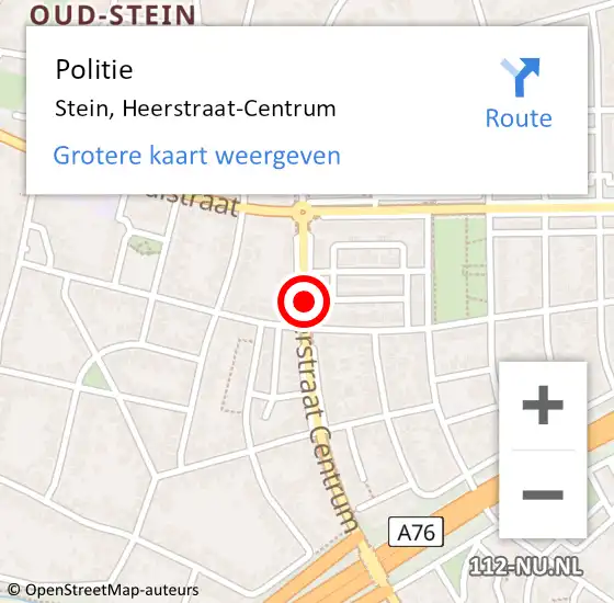 Locatie op kaart van de 112 melding: Politie Stein, Heerstraat-Centrum op 31 december 2016 09:09