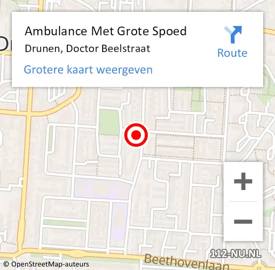 Locatie op kaart van de 112 melding: Ambulance Met Grote Spoed Naar Drunen, Doctor Beelstraat op 31 december 2016 09:25